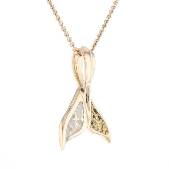 Whale Tail Necklaces Natural Gold Quartz and Nuggets Inlaid Pendant