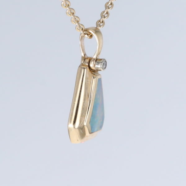 Opal Triangle Inlay with .02ctw Diamond Pendant