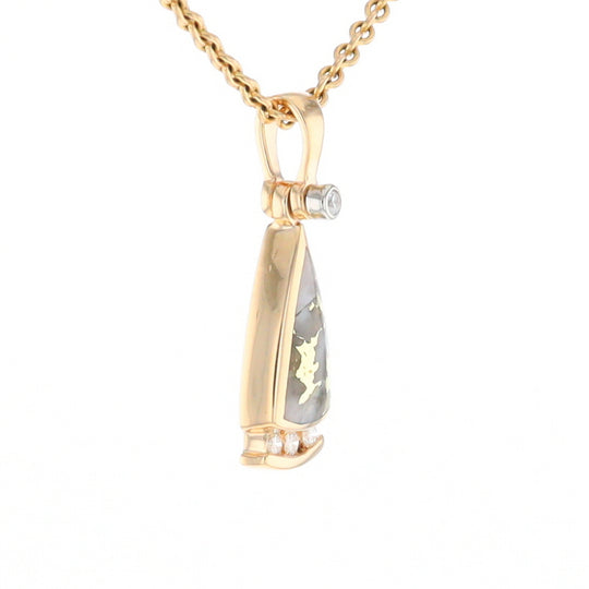 Gold Quartz Triangle Inlaid Pendant with 0.08ctw Diamonds - G2