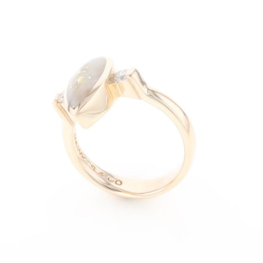 Gold Quartz Ring Pear Shape Inlaid with .18ctw Round Diamonds