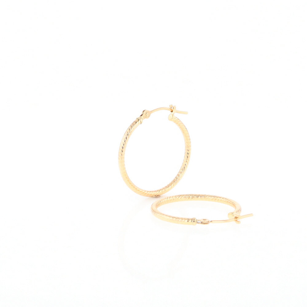 Gold Ribbed Hoop Earrings