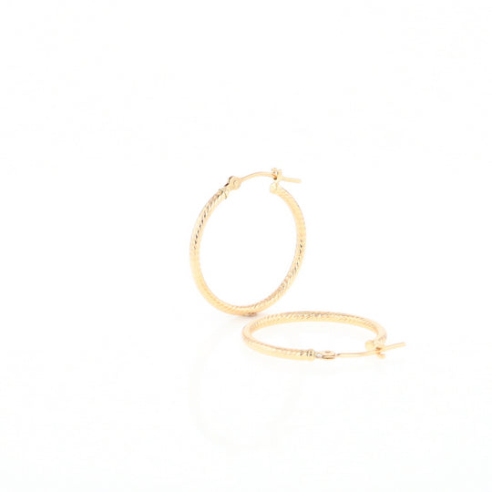 Gold Ribbed Hoop Earrings