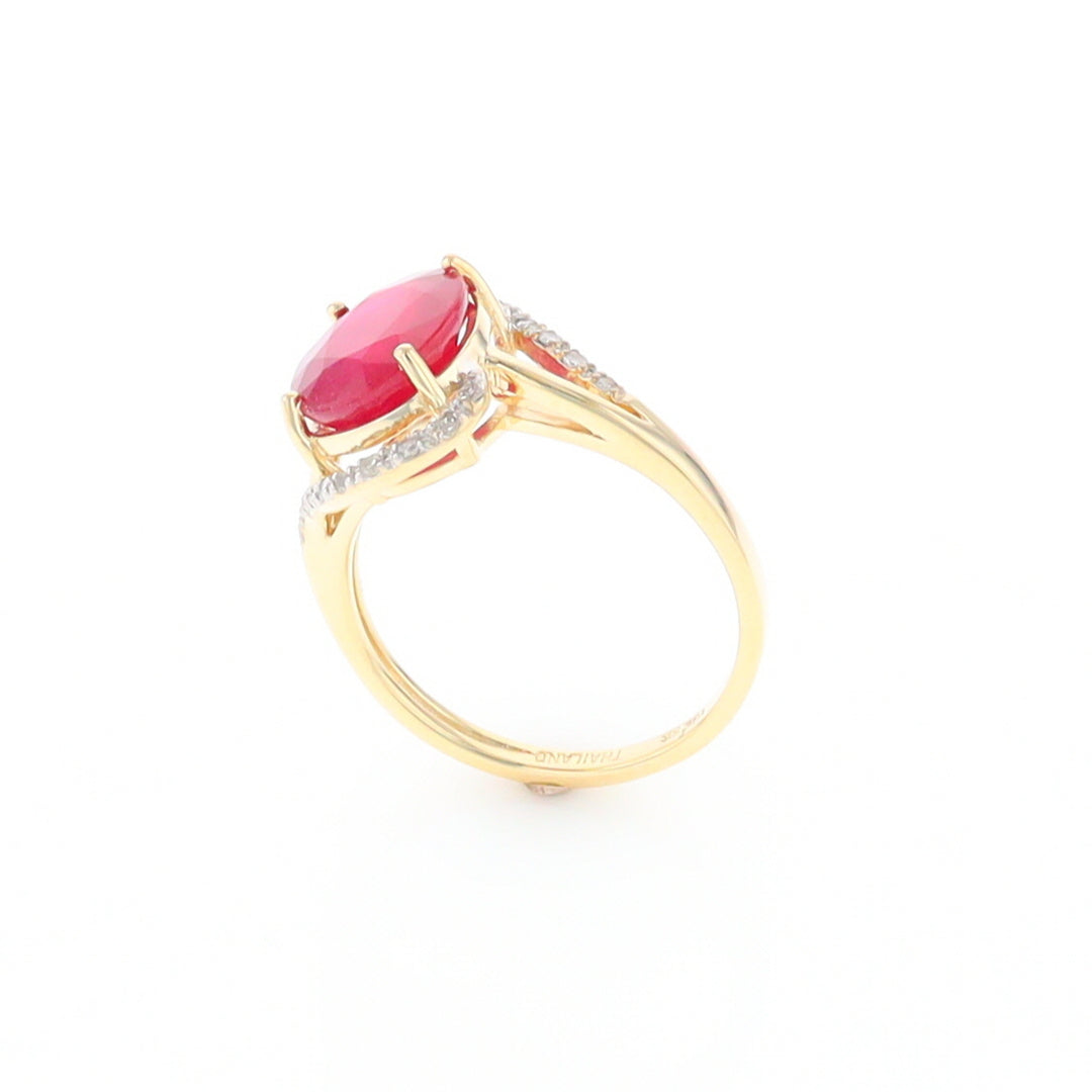 Ruby Bypass Ring with Diamond Accents