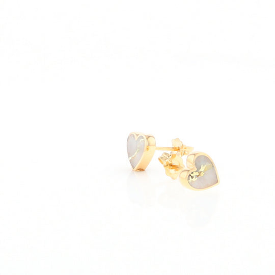 Gold Quartz Heart Stud Earrings - G2