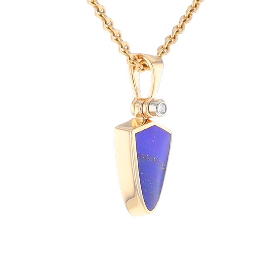 Lapis Shield Shaped Inlaid Pendant