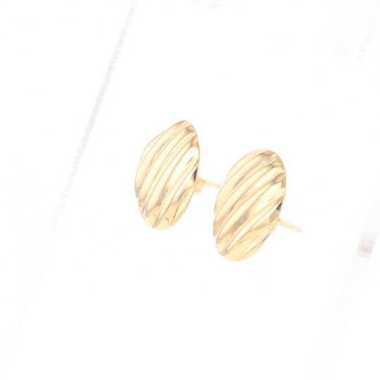 Gold Scorred Disc Stud Earrings