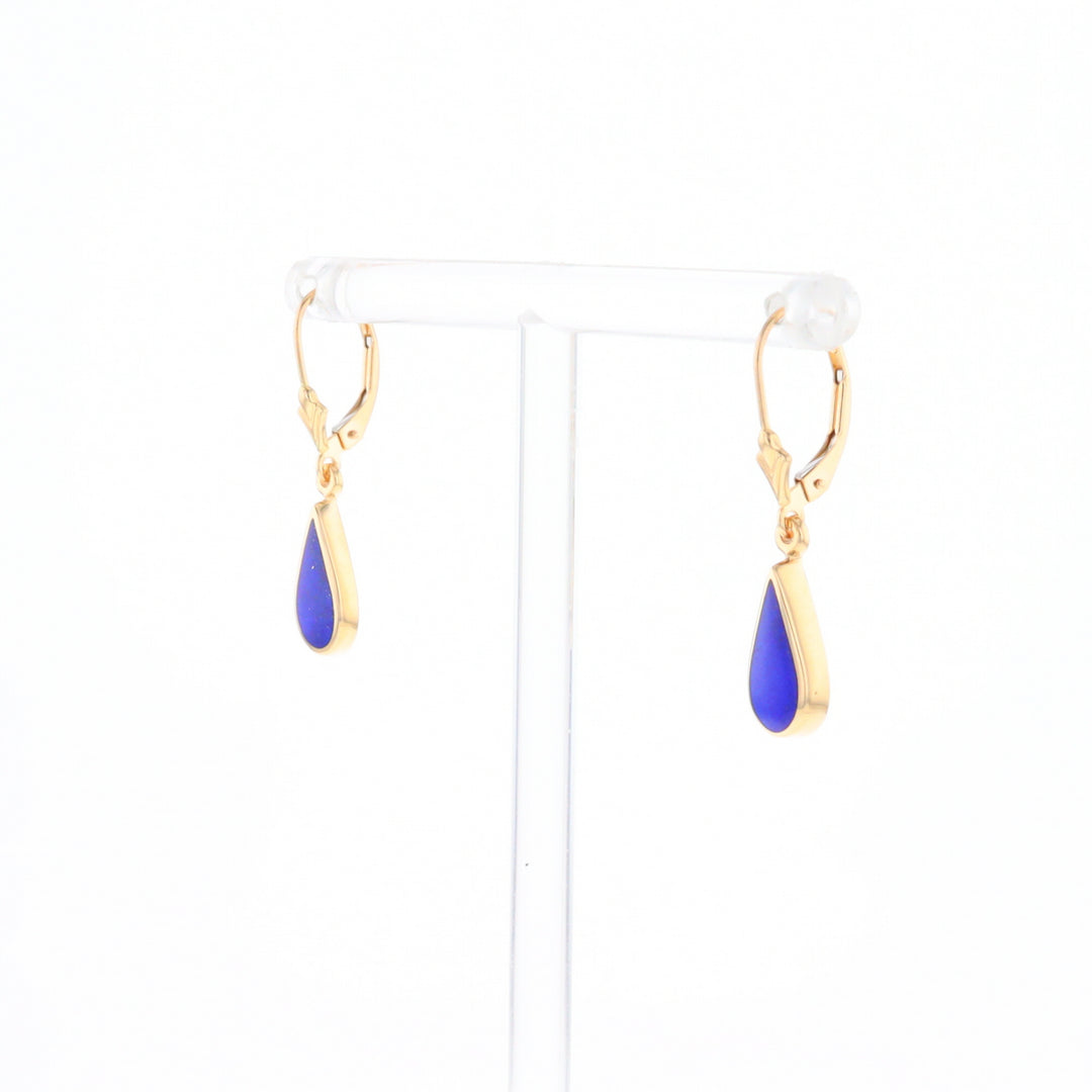 Lapis Tear Drop Inlaid Lever Backs