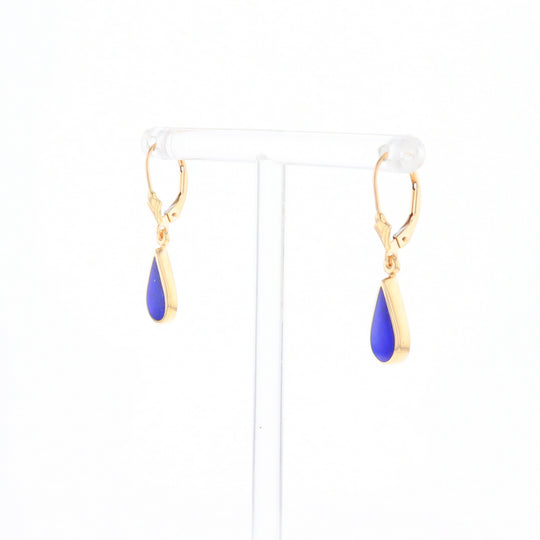 Lapis Tear Drop Inlaid Lever Backs