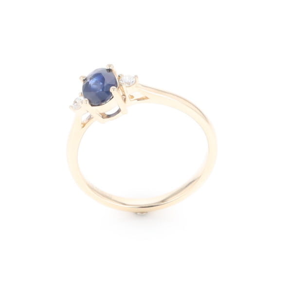 Oval Sapphire Ring With 2 Accent Diamonds