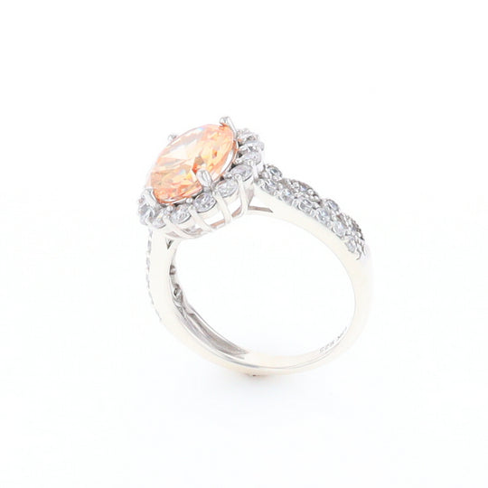 Peach Imitation Topaz Halo Ring