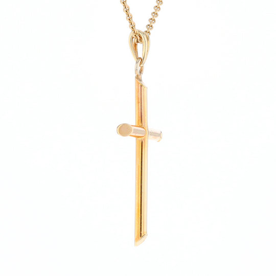 Beveled Edge Tube Cross Pendant