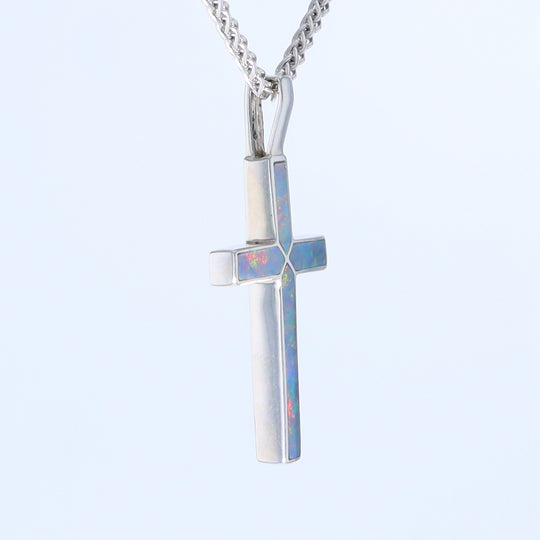 Opal Pendant 4 Section Inlaid Cross