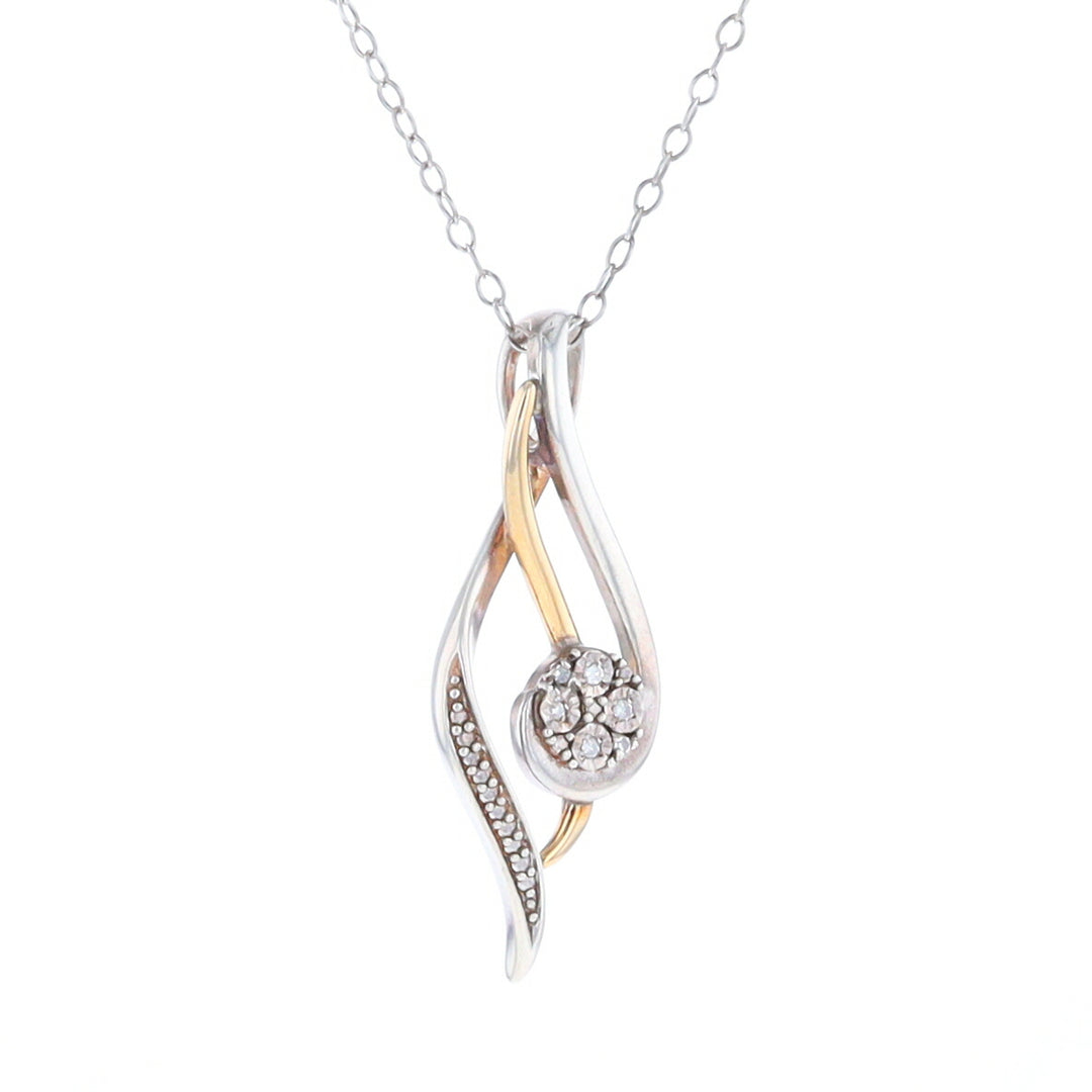 Sterling Silver and 10K Gold Diamond Infinity Swirl Necklace