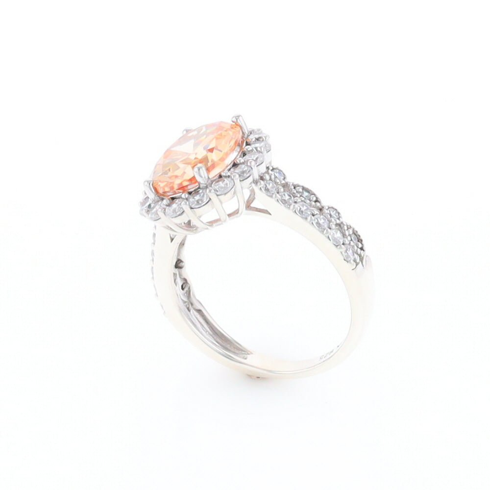 Peach Imitation Topaz Halo Ring