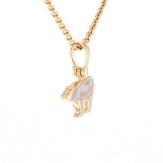 Gold Quartz Inlaid Polar Bear Pendant