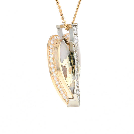 Gold Quartz Necklace Cupid's Revenge 2.24ctw Diamonds Heart Pendant