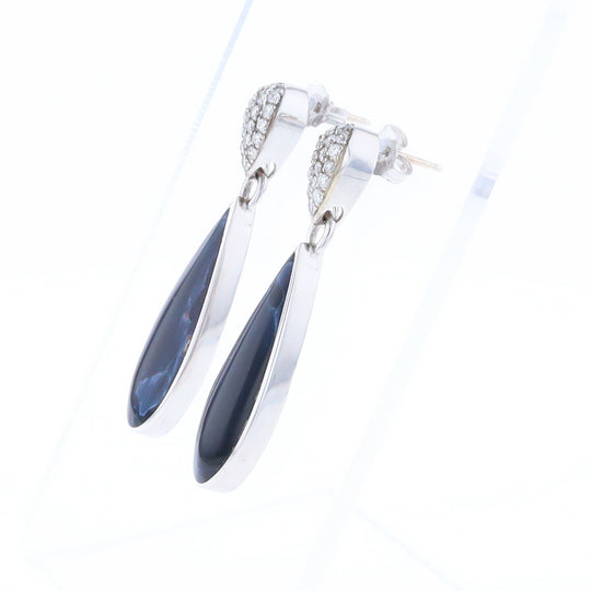 Natural Pietersite Inlaid Teardrop 0.22ctw Diamond Earrings