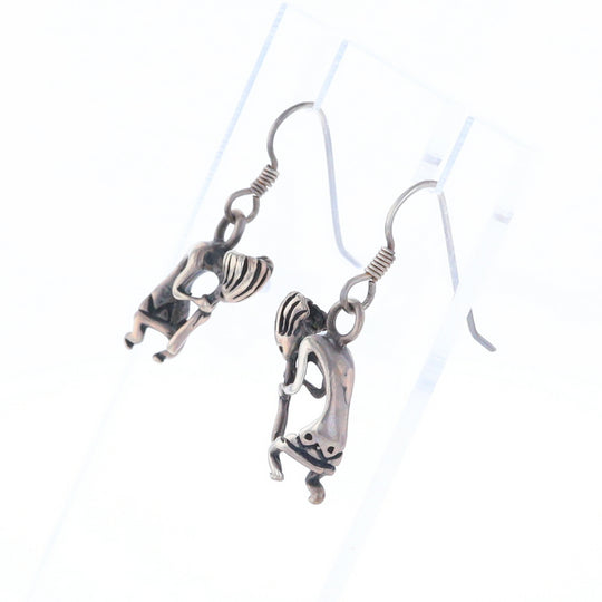 Silver Kokopelli Dangle Earrings