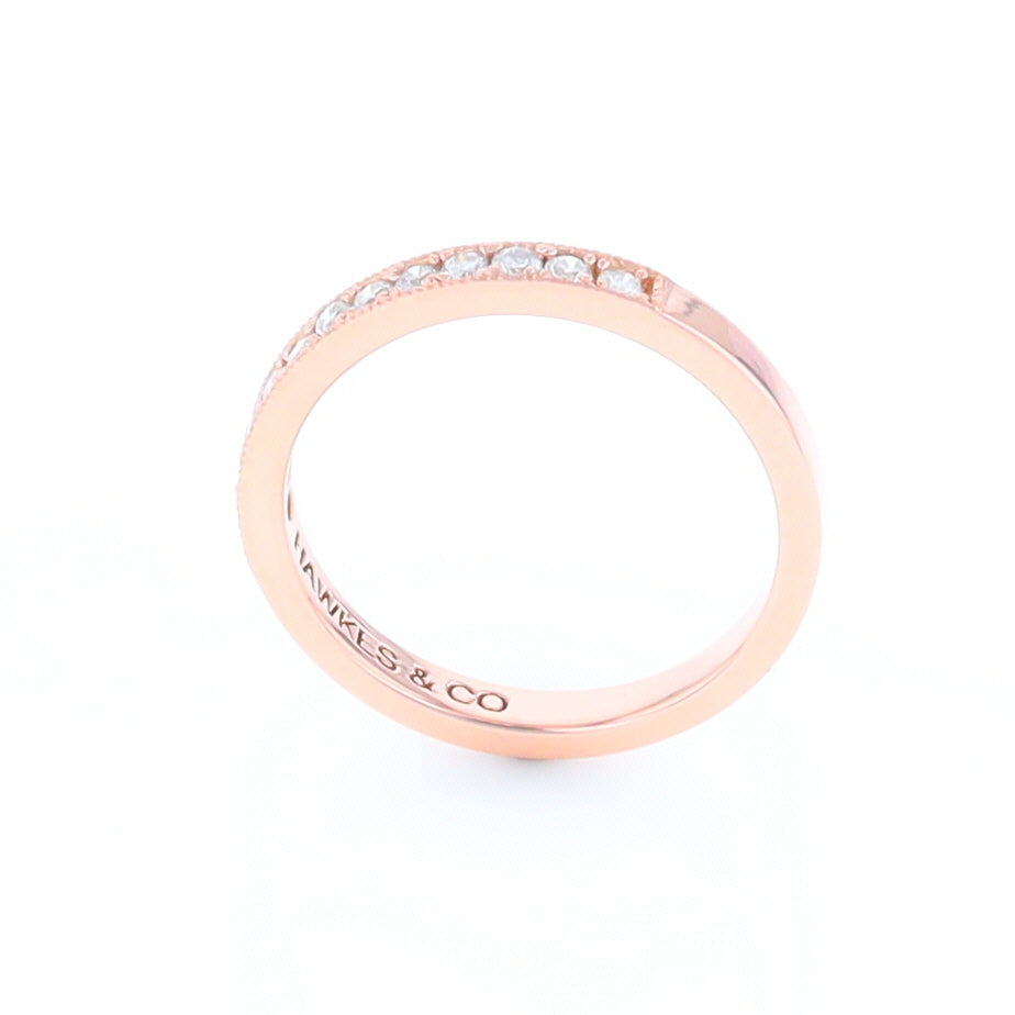 Rose Gold Milgrain Diamond Wedding Band