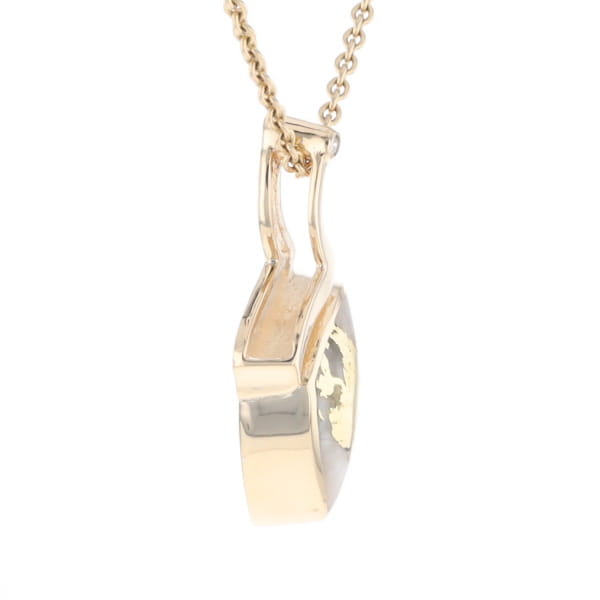 Gold Quartz Triangulare Inlaid Pendant with Diamond Accent