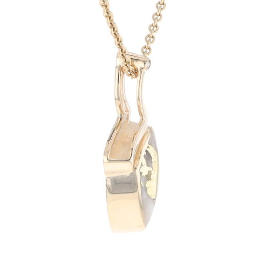Gold Quartz Triangulare Inlaid Pendant with Diamond Accent