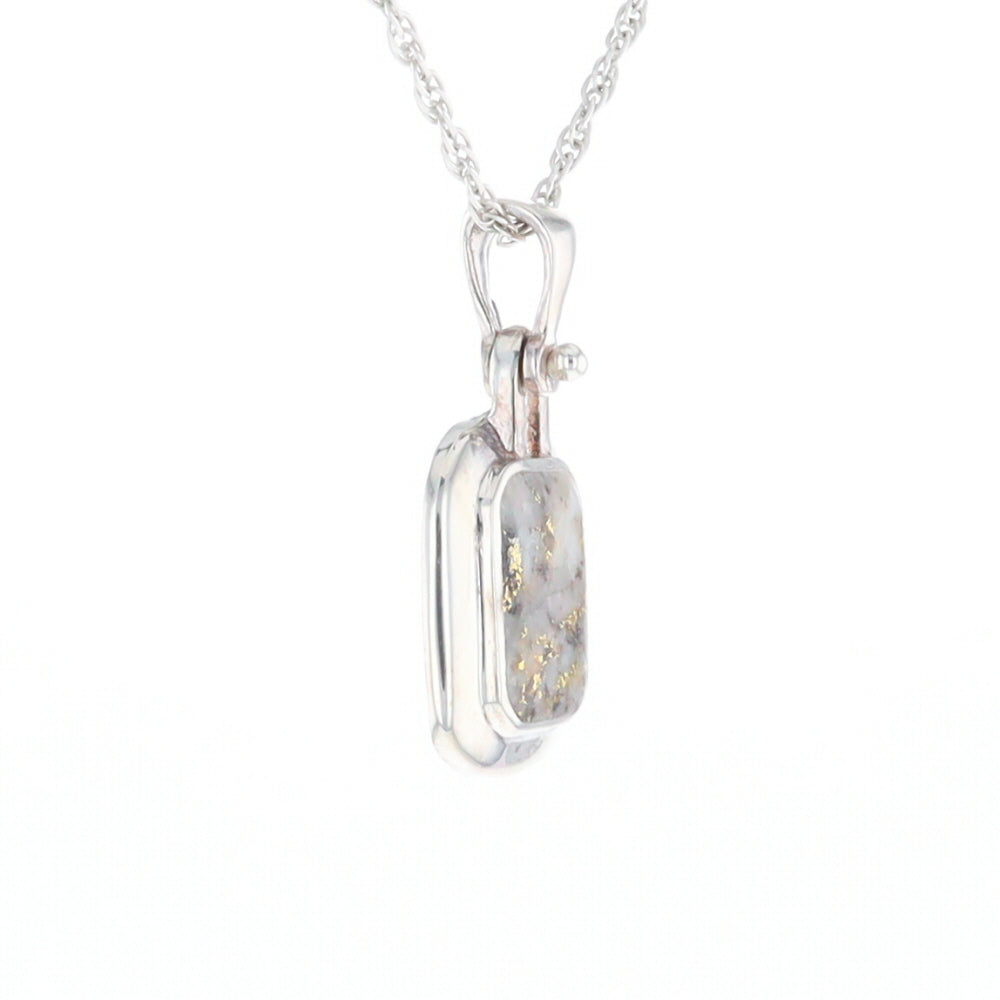 Gold Quartz Rounded Rectangle Pendant