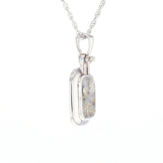 Gold Quartz Rounded Rectangle Pendant