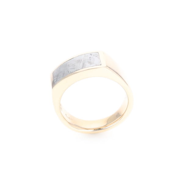 Rectangle Meteorite Inlaid Ring