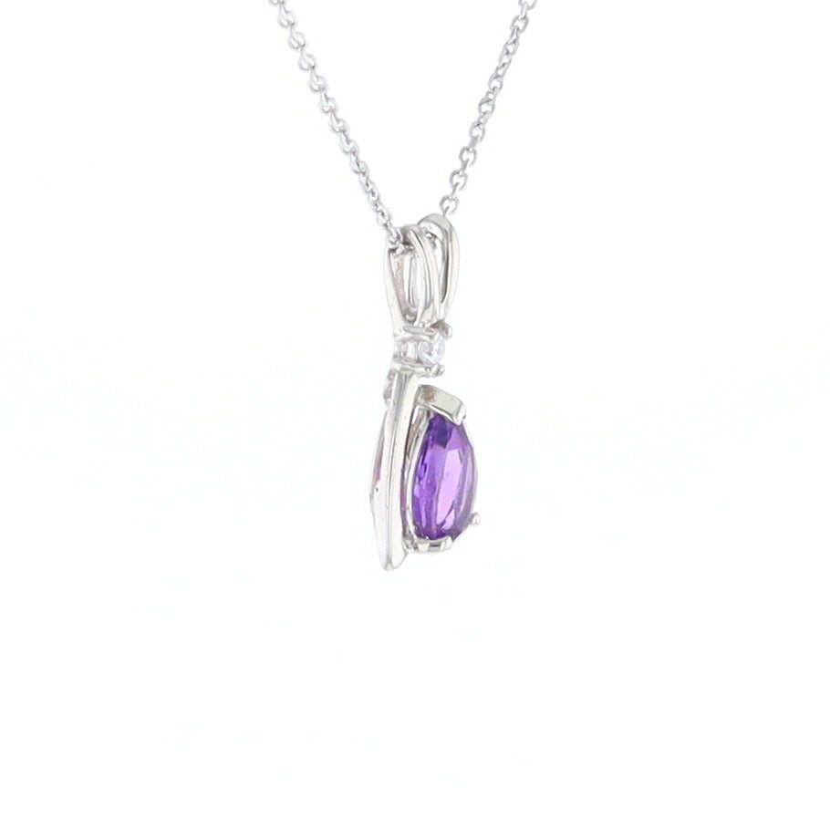 Amethyst Pear Ribbon Necklace