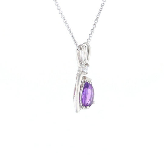 Amethyst Pear Ribbon Necklace
