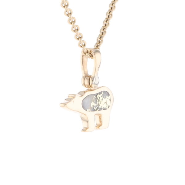 Gold Quartz Inlaid Polar Bear Pendant