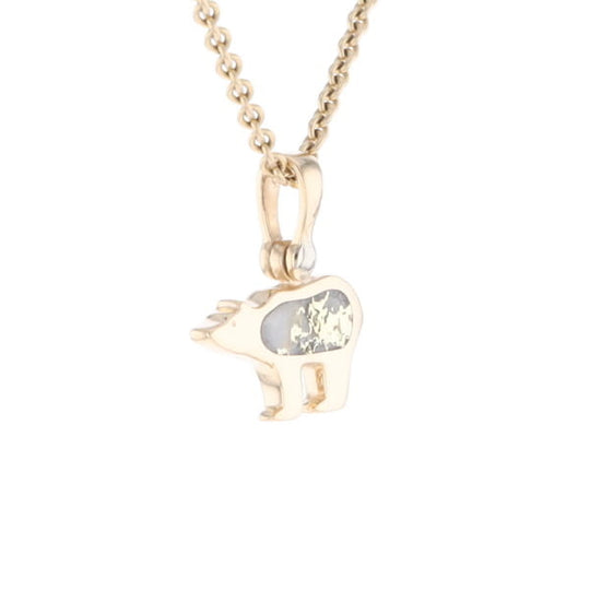 Gold Quartz Inlaid Polar Bear Pendant