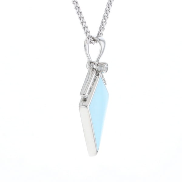 Sleeping Beauty Turquoise Kite Shaped Inlaid Pendant with 0.19ctw Diamonds