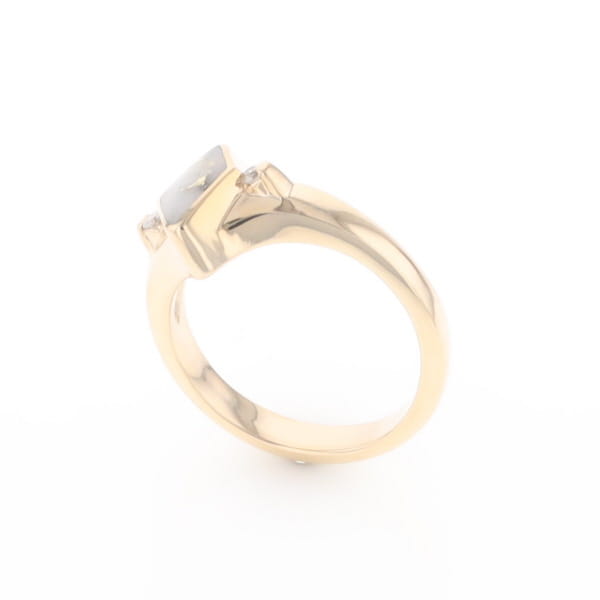 G2 Gold Quartz Ring Diamond Shape Inlaid with 0.05ctw Round Diamonds