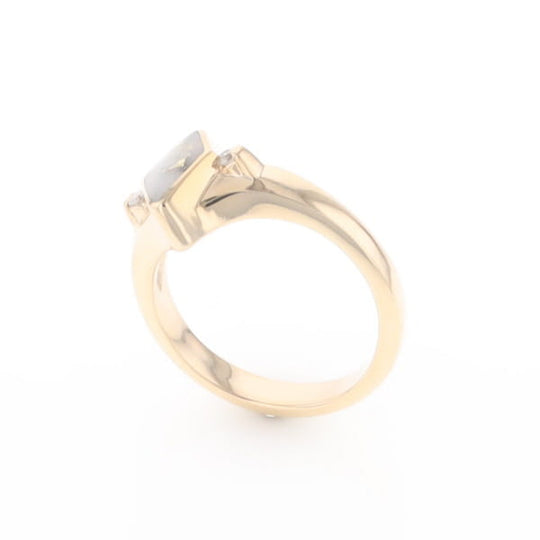 G2 Gold Quartz Ring Diamond Shape Inlaid with 0.05ctw Round Diamonds