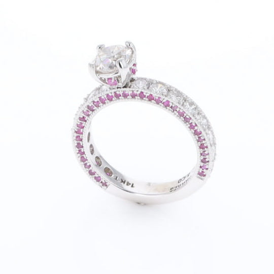 Diamond and Pink Sapphire Engagement Ring