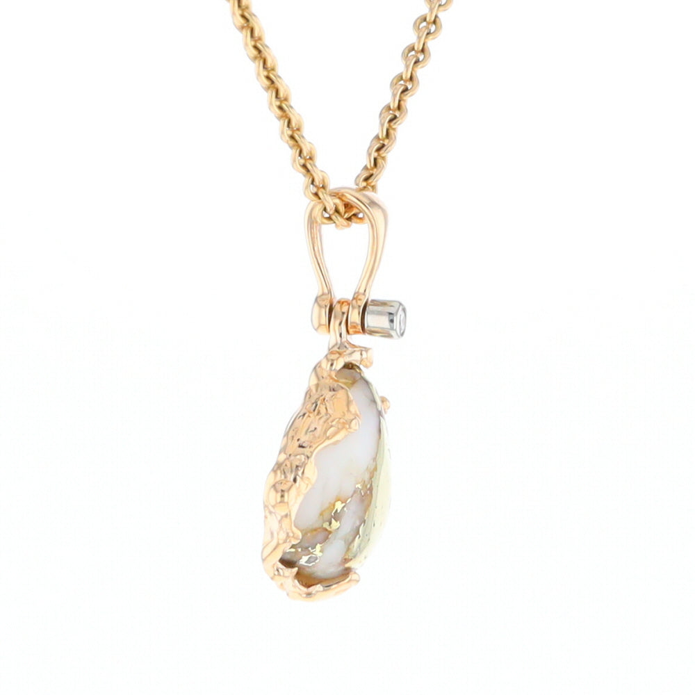 Gold Quartz Freeform Pendant