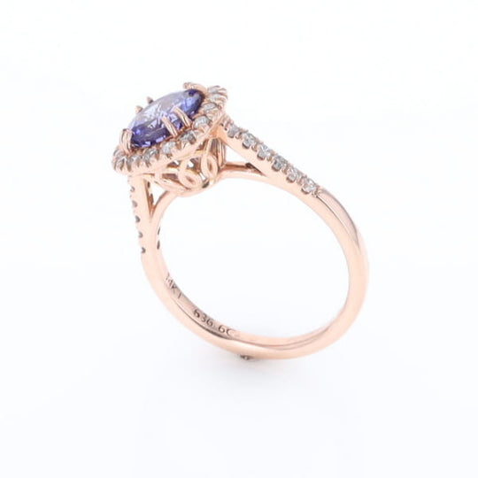 Rose Gold Tanzanite Halo Ring