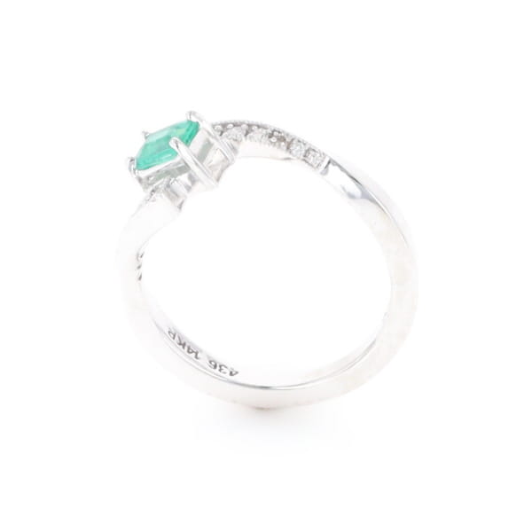 Emerald Twist Ring with Diamond Accents