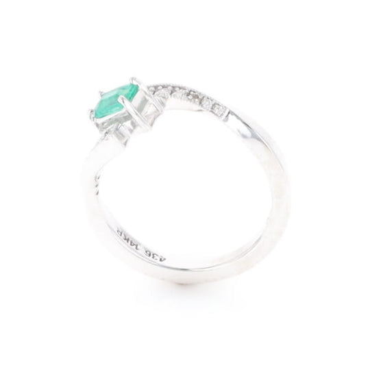 Emerald Twist Ring with Diamond Accents