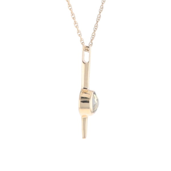 Gold Quartz Necklace Bar Design Round Fine Quality Inlaid Pendant