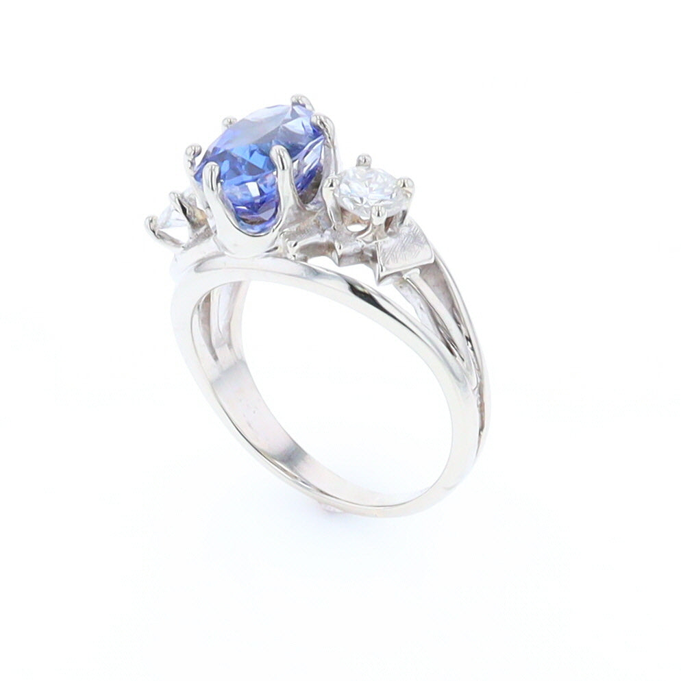 Oval Sapphire Ring with Diamond Side Accents