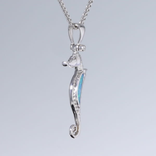 Opal Pendant Inlaid Realistic Sea Horse Design