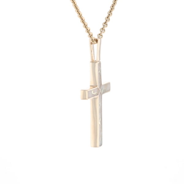 Gold Quartz Pendant 4 Section Inlaid Cross Pendant