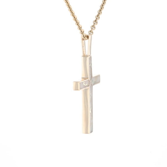 Gold Quartz Pendant 4 Section Inlaid Cross Pendant