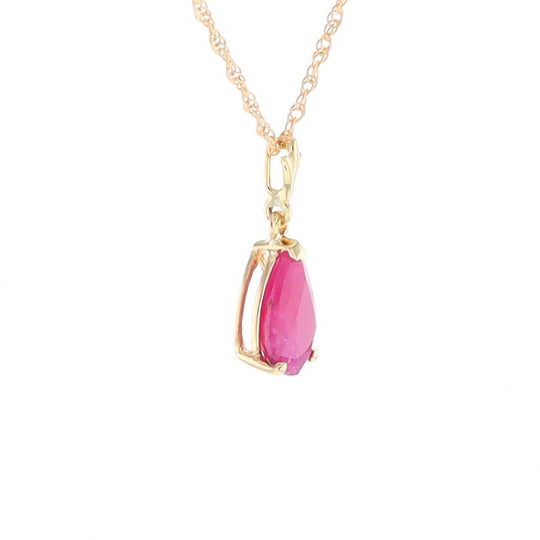 Pear Ruby Solitaire Necklace