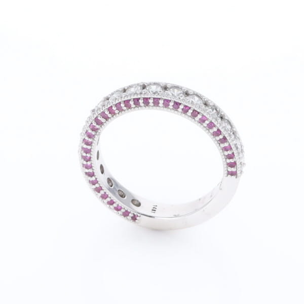 Diamond and Pink Sapphire Wedding Band