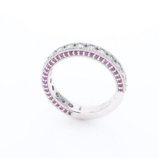 Diamond and Pink Sapphire Wedding Band