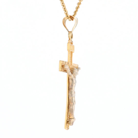 Two Tone Gold Crucifix Pendant