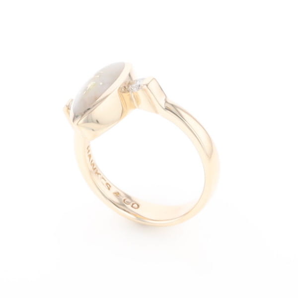 Gold Quartz Ring Pear Shape Inlaid with .18ctw Round Diamonds
